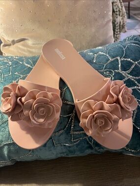 Melissa Women's Blush Pink Floral Slide Sandals